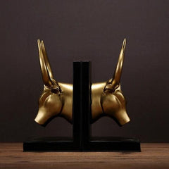 Gold Bull Head Bookends | Home Decor - Home Story