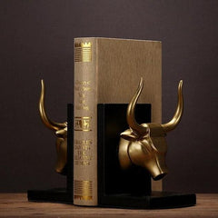 Gold Bull Head Bookends | Home Decor - Home Story