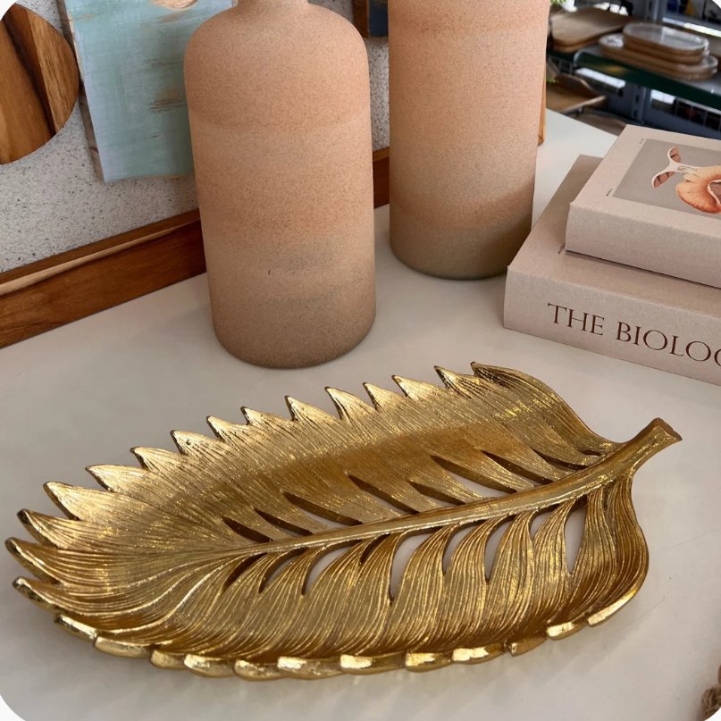 Golden Palm Leaf Tray | Home Décor - Home Story