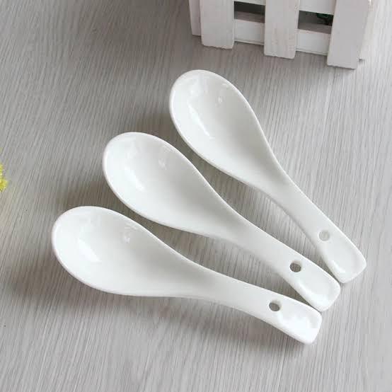 6 Pcs Porcelain White Ceramic Chinese  Soup Spoon | Tableware - HomeHatchpk