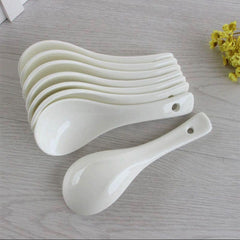 6 Pcs Porcelain White Ceramic Chinese  Soup Spoon | Tableware - HomeHatchpk