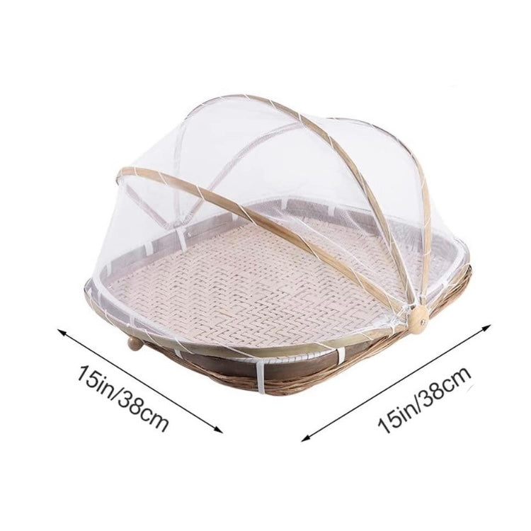 Handmade Bamboo Tent Basket With Gauze - HomeHatchpk