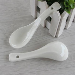 6 Pcs Porcelain White Ceramic Chinese  Soup Spoon | Tableware - HomeHatchpk