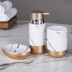 Marble Finish Design Ceramic Bath Set - 3pcs - Home Story