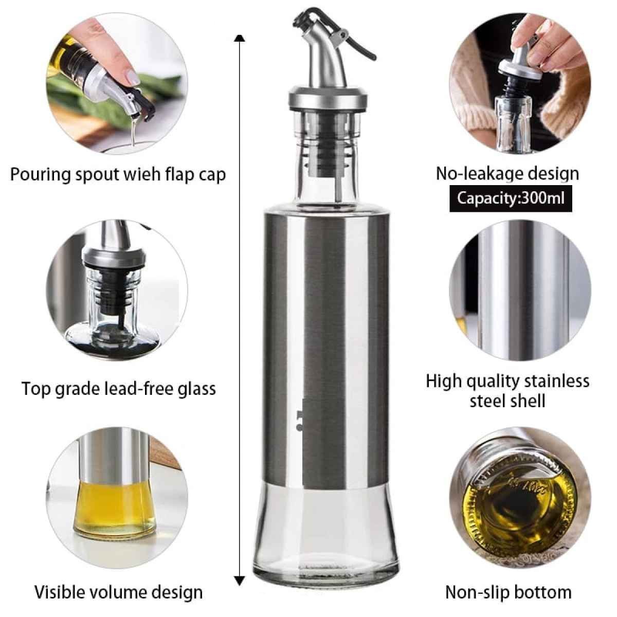 Stainless Steel Oil Seasoning Bottle 300ml | Kitchen Accessories - Home Story